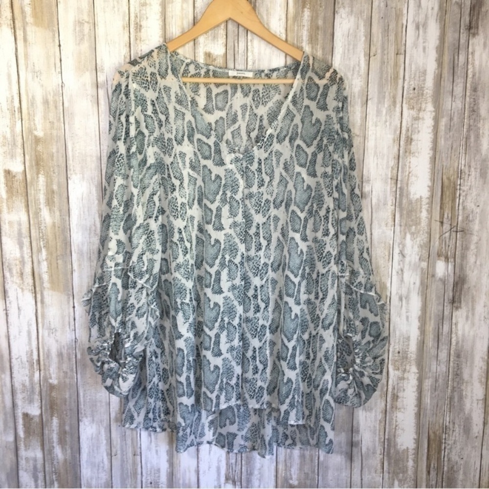 Jodifl Sheer Snake Print Off The Shoulder Blouse